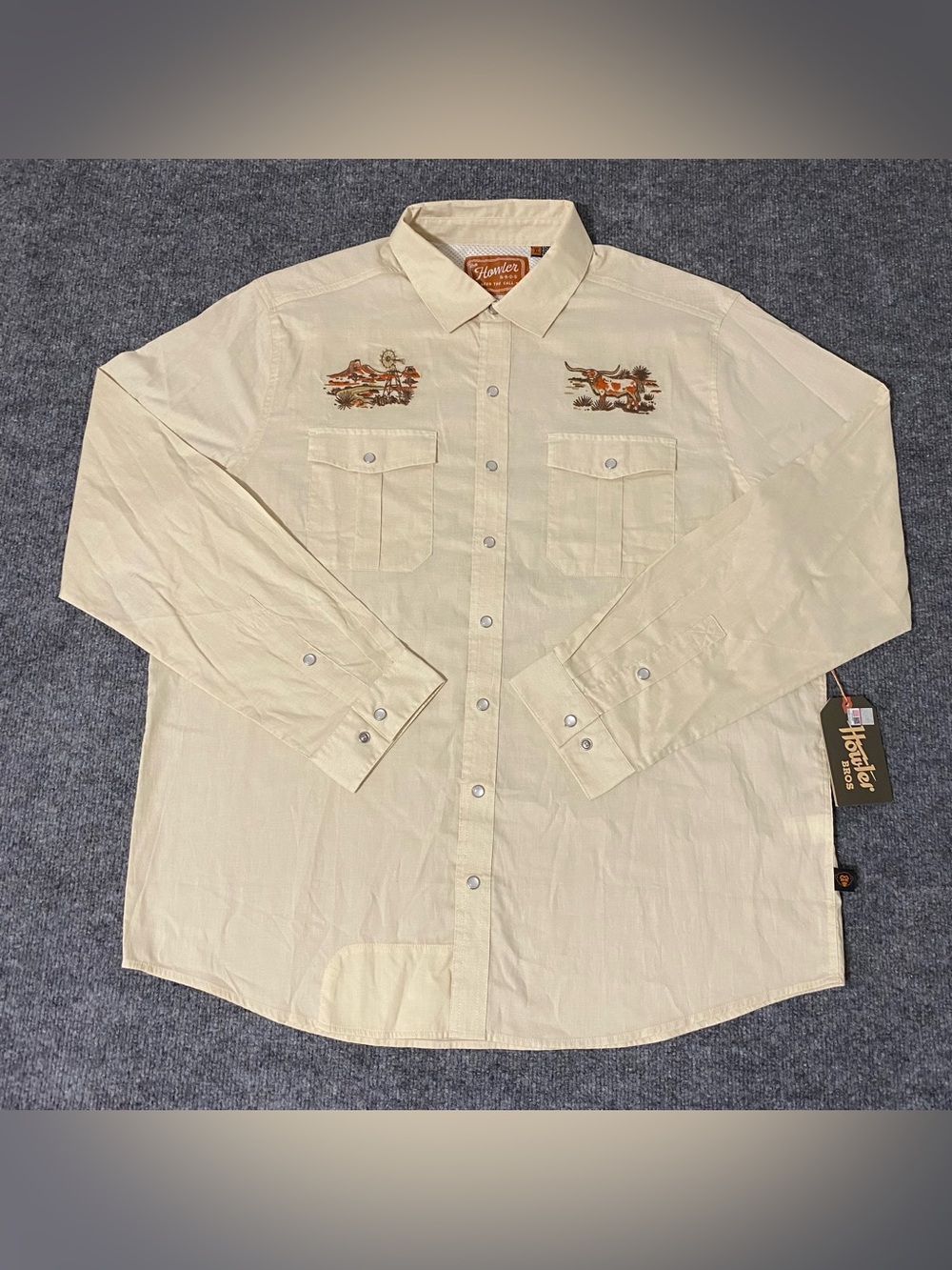Howler Bros Texas Longhorns Gaucho Snapshirt Western Cowboy Mens XL NWT - Picture 2 of 12
